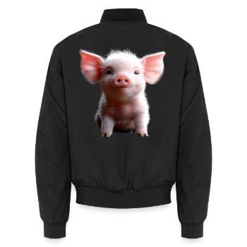 Pig Domestic Pig Pig Piglet Piggy - Unisex Bomber Jacket - black - Back - AI Model Male 185 light (185cm)