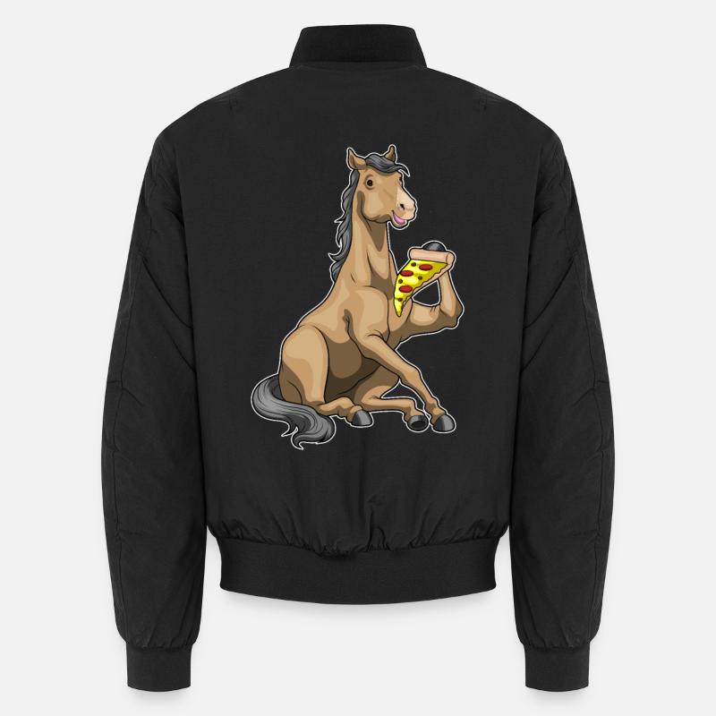 Pferd Pizza - Unisex Bomberjacke - Schwarz