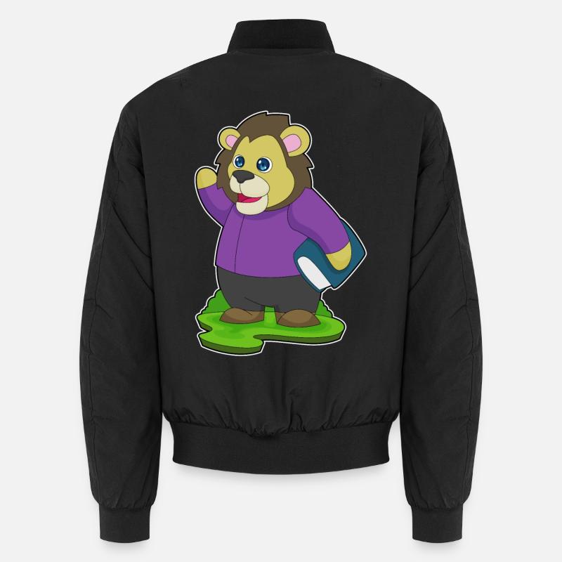 Löwe Nerd Buch - Unisex Bomberjacke - Schwarz