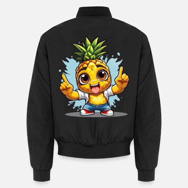 Pineapple with a good mood - Unisex Bomber Jacket - black