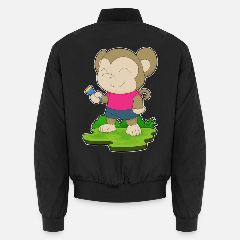 Affe Taschenlampe - Unisex Bomberjacke - Schwarz