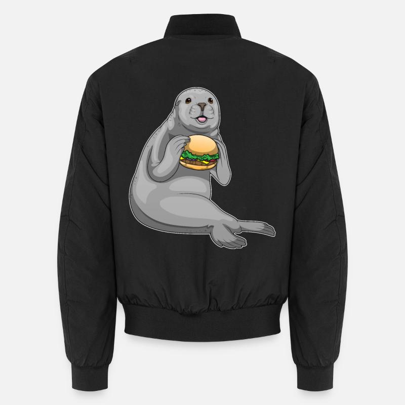 Seal Burger - Unisex Bomber Jacket - black