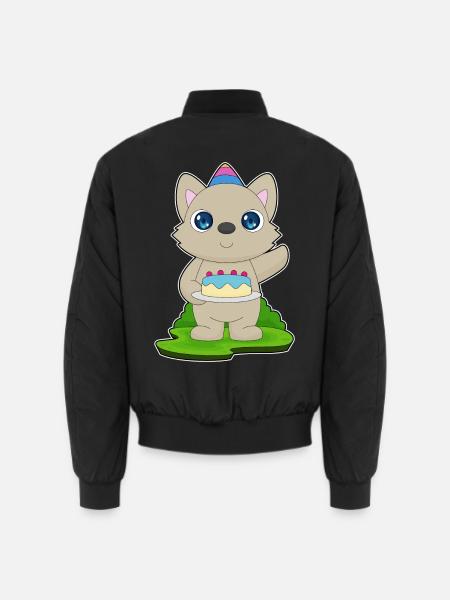 Cat Birthday Cake - Unisex Bomber Jacket - black