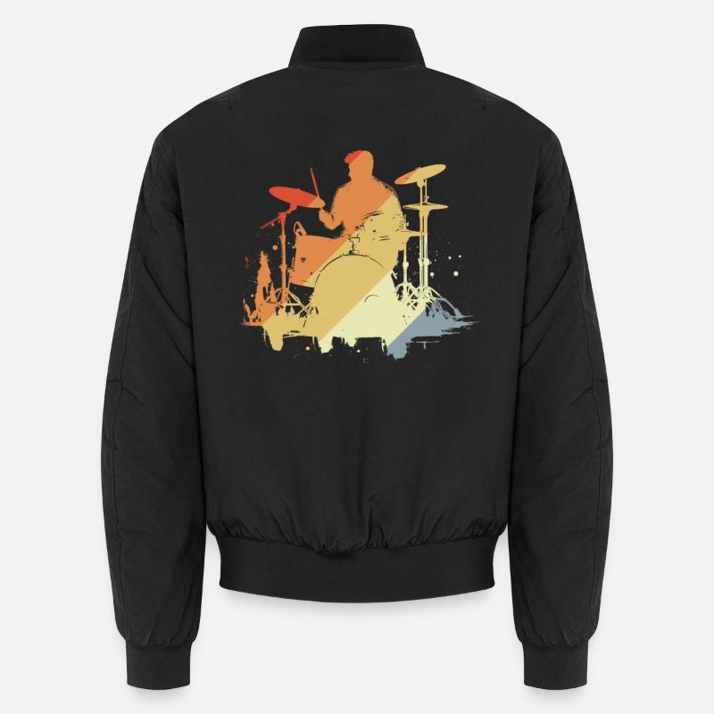 Drummer Drawing Retro - Unisex Bomber Jacket - black