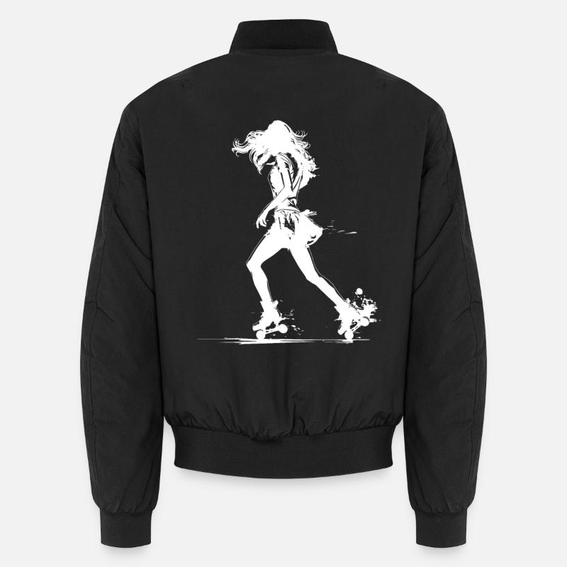 Rollschuhfahrerin Zeichnung Unisex Bomberjacke