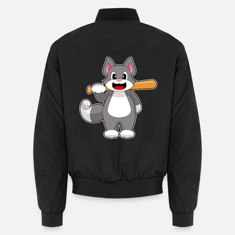 Cat Baseball Batte de baseball - Bomber unisexe - noir
