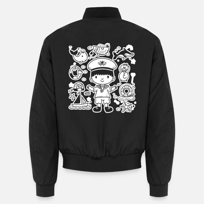 Little Sailor Comic Look - Unisex Bomber Jacket - black