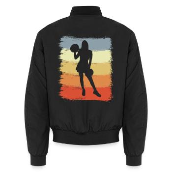 Vintage Cheerleaderin Zeichnung - Unisex Bomberjacke - Schwarz - Hinten - AI Model Male 185 light (185cm)