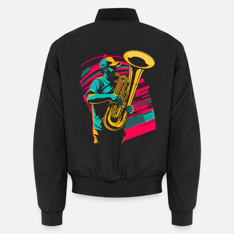 Tuba Player Comic Look - Unisex Bomber Jacket - black