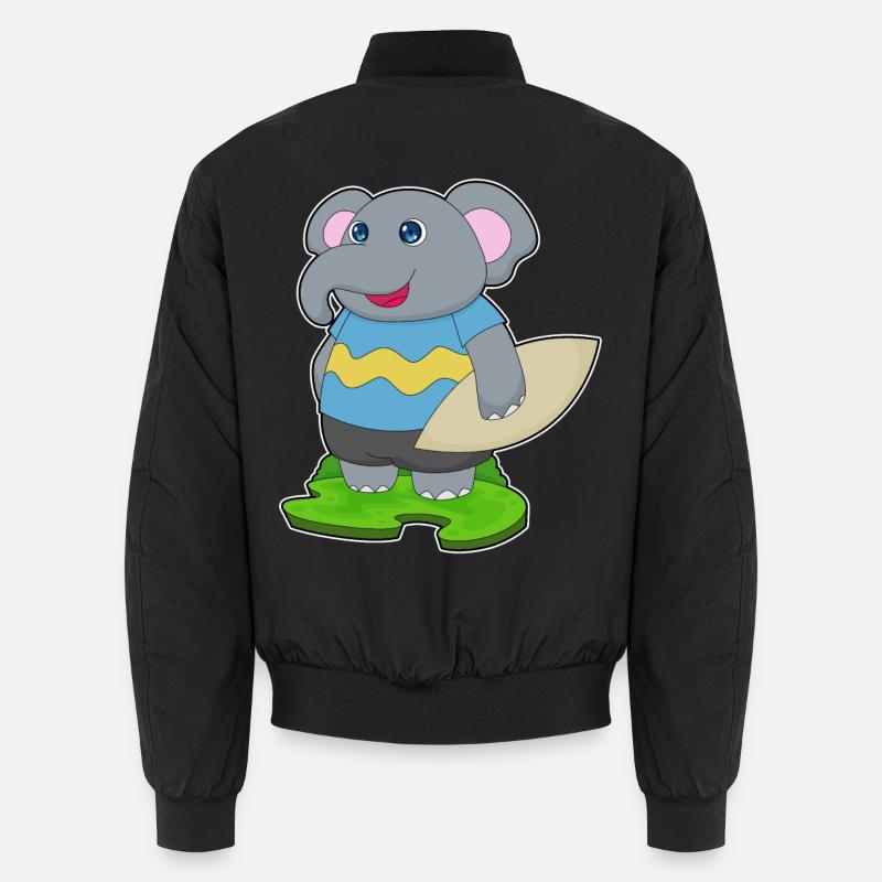 Elefant Surfen Surfbrett Sommer - Unisex Bomberjacke - Schwarz