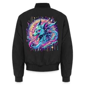 Psychedelische Fuchs Kopf Goa Kunst - Unisex Bomberjacke - Schwarz - Hinten - AI Model Male 185 light (185cm)