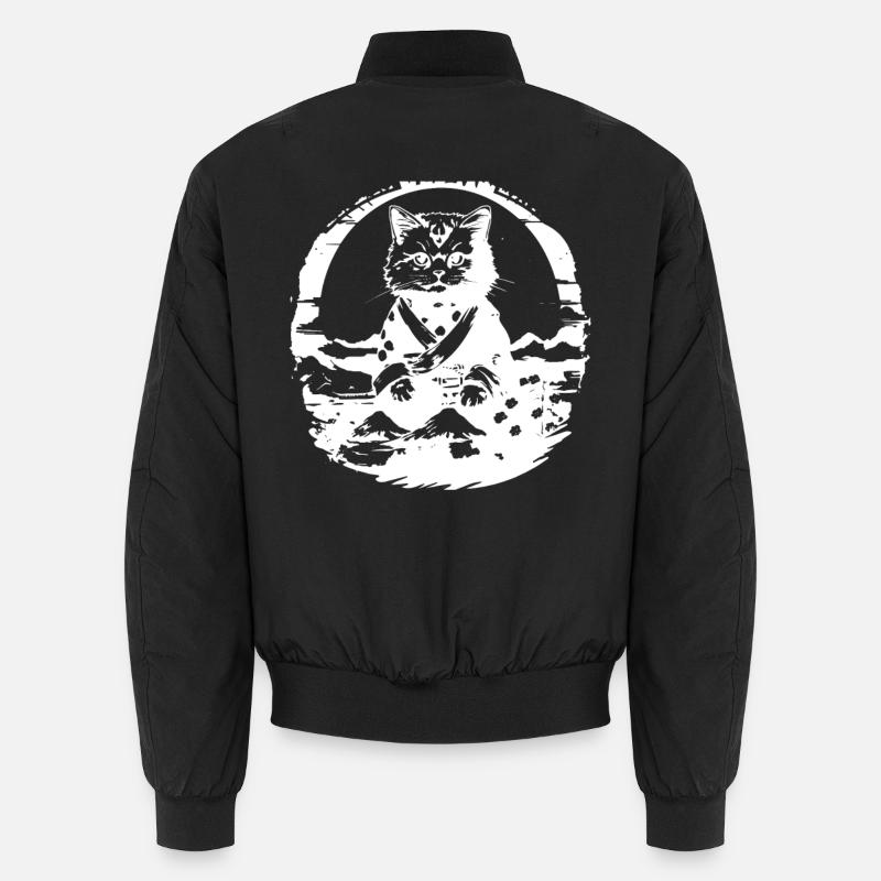 Japanese Cat - Unisex Bomber Jacket - black