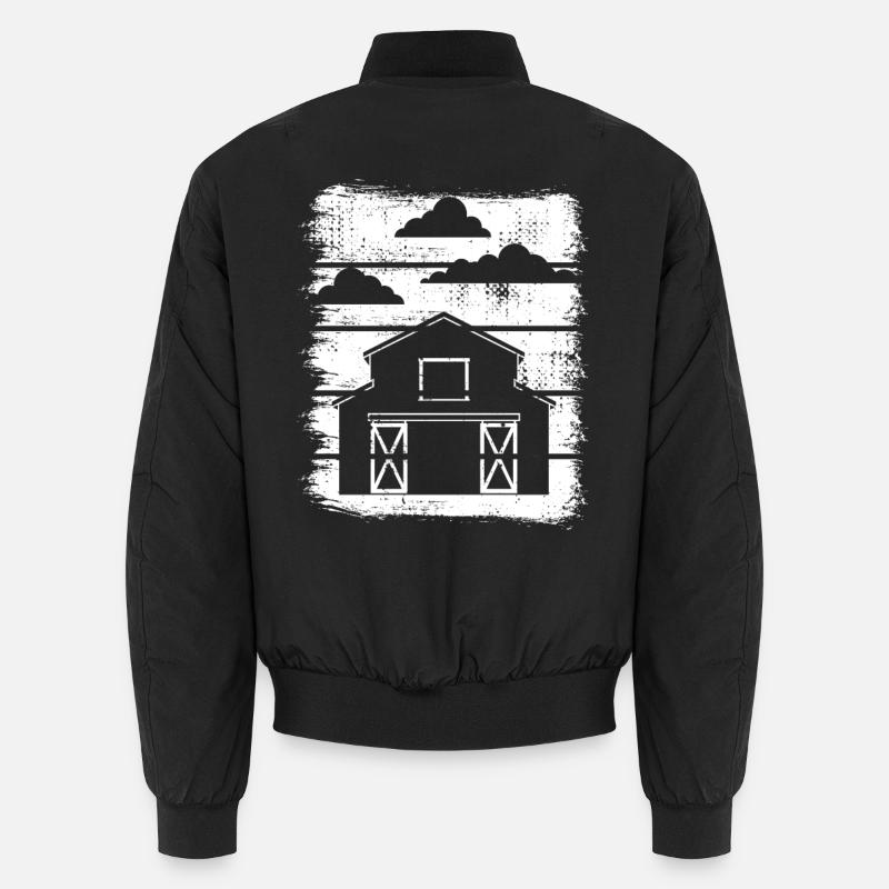 Scheune Zeichnung - Unisex Bomberjacke - Schwarz