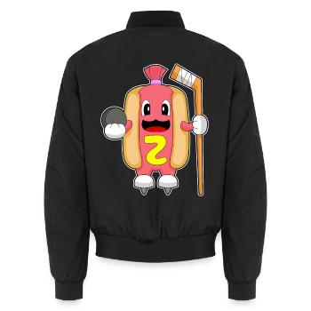 Hotdog Eishockey Eishockeyschläger - Unisex Bomberjacke - Schwarz - Hinten - AI Model Male 185 light (185cm)