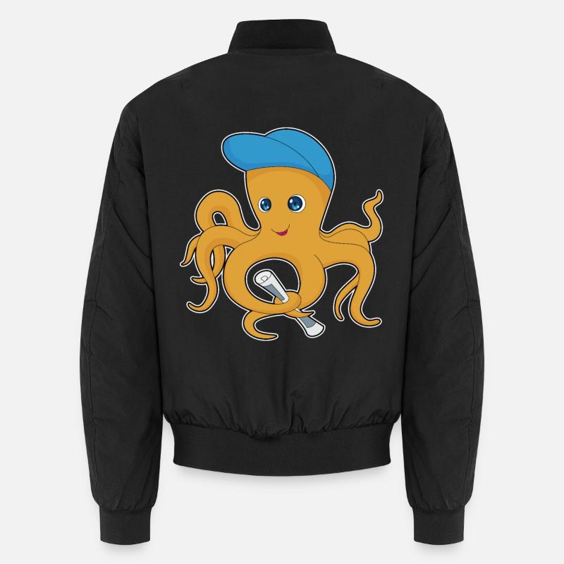 Octopus Newspaper - Unisex Bomber Jacket - black
