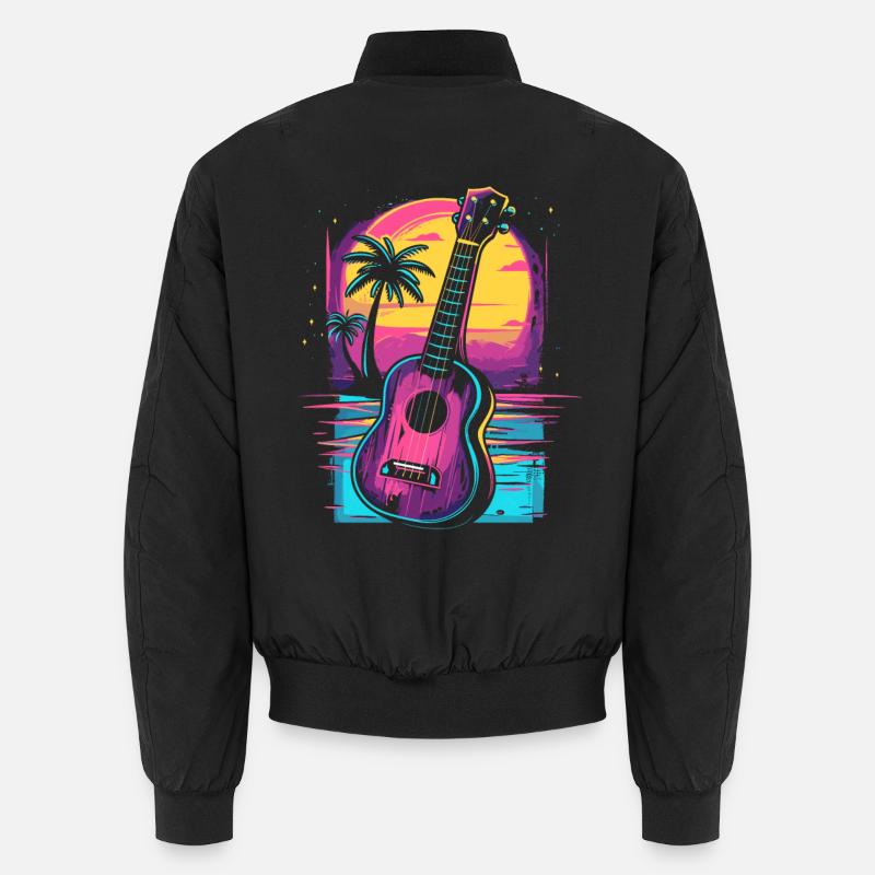 Ukulele 80er Jahre Look - Unisex Bomberjacke - Schwarz