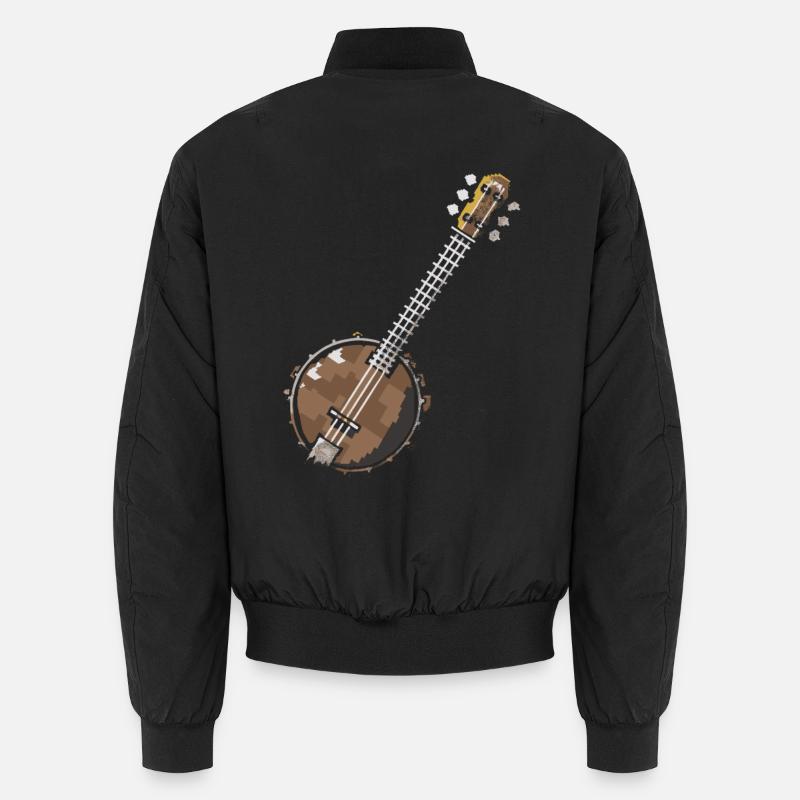Banjo Pixel Art - Unisex Bomber Jacket - black