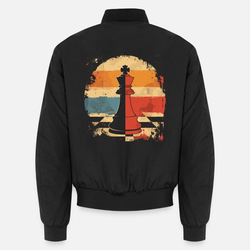 Schachfigur Retrowave - Unisex Bomberjacke - Schwarz