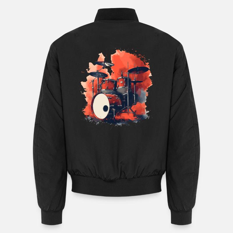 Drums Retro Style - Unisex Bomber Jacket - black