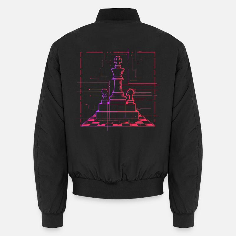 Pièces d’échecs Croquis Retrowave - Bomber unisexe - noir