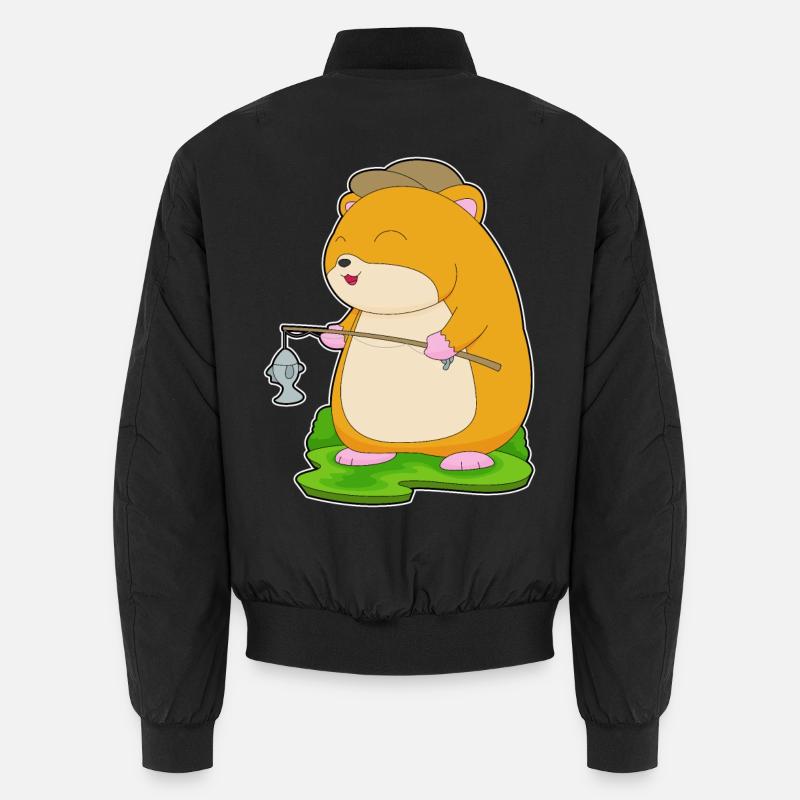 Pêche au poisson hamster pêcheur - Bomber unisexe - noir