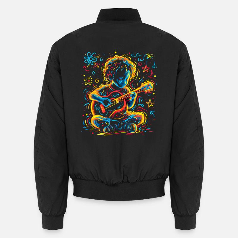 Small Ukulele Player - Unisex Bomber Jacket - black