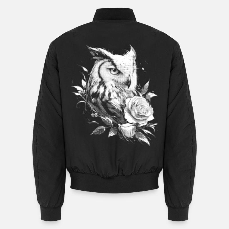 Blumen Rose Eule Ästhetik Nachteule Vogel Geschenk Unisex Bomberjacke