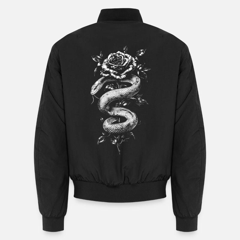 Schlange Rose Blumen Ästhetik Natter Geschenk Unisex Bomberjacke