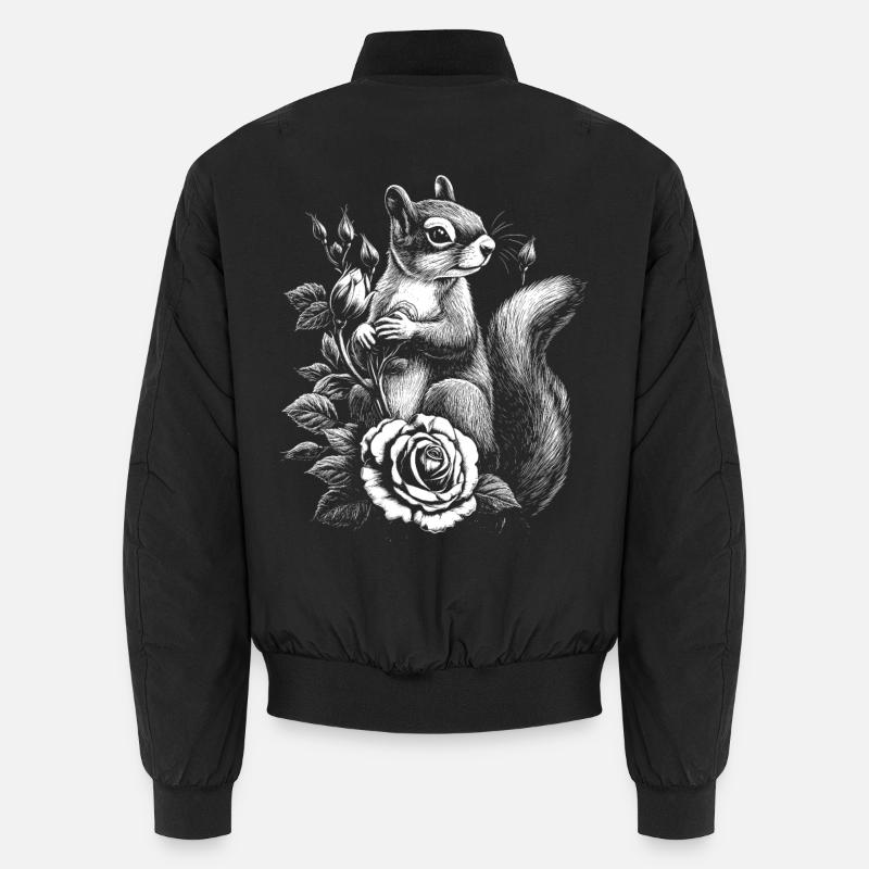 Eichhörnchen Rose Blumen Ästhetik Hörnchen - Unisex Bomberjacke - Schwarz