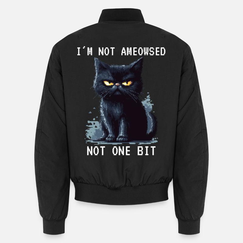 I'm Not Ameowsed Schwarze Katze Pixelart Pixel Unisex Bomberjacke