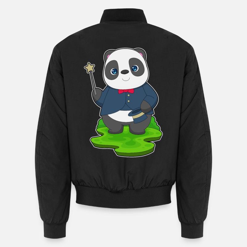 Panda Wizard Wand - Unisex Bomber Jacket - black