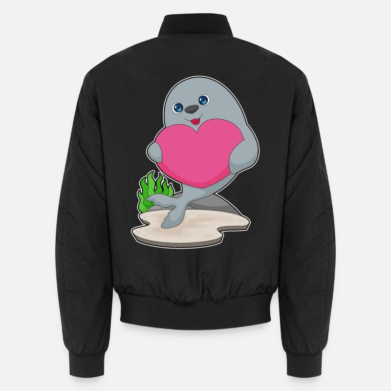 Seal Heart - Unisex Bomber Jacket - black
