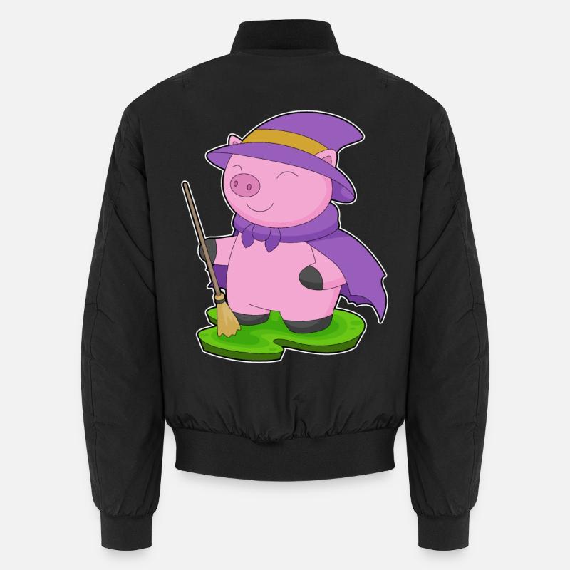 Pig Witch Broom - Unisex Bomber Jacket - black