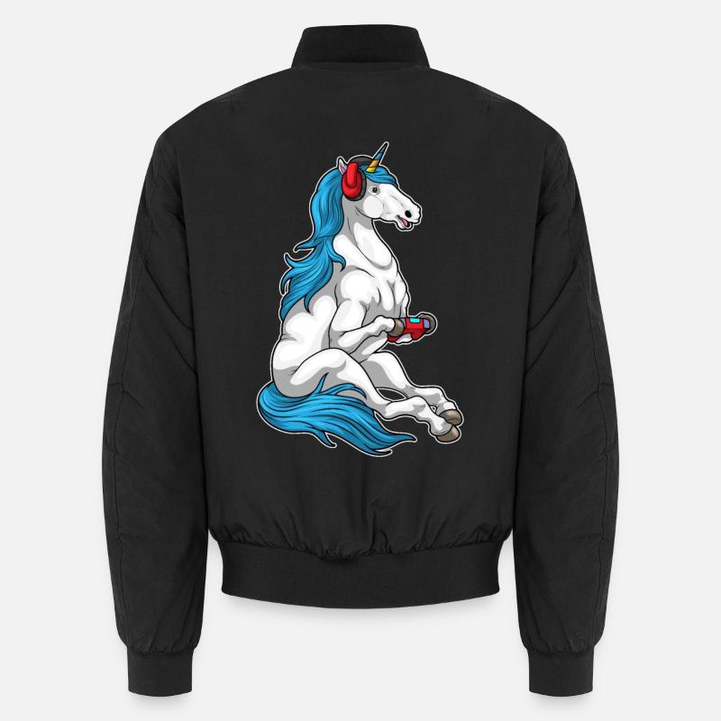 Einhorn Gamer Controller - Unisex Bomberjacke - Schwarz