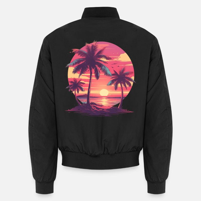 Vaporwave Retro Palm Trees Sunset Synthwave 80s 90s Unisex Bomber Jacket