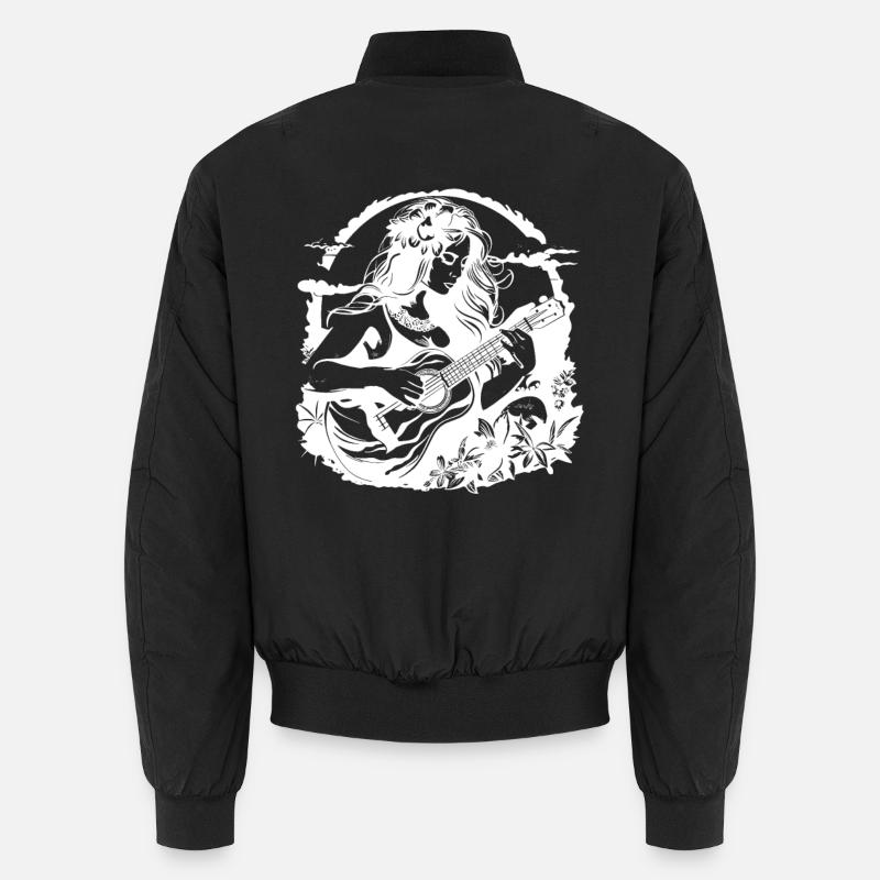 Hawaii Ukulele Mädchen Zeichnung Unisex Bomberjacke