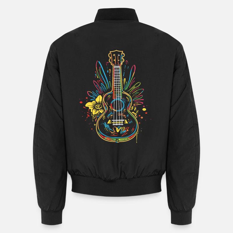 Ukulele Line Art Unisex Bomber Jacket