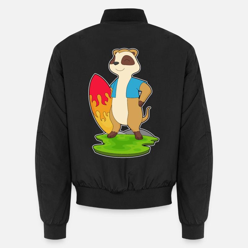 Erdmännchen Surfer Surfbrett - Unisex Bomberjacke - Schwarz