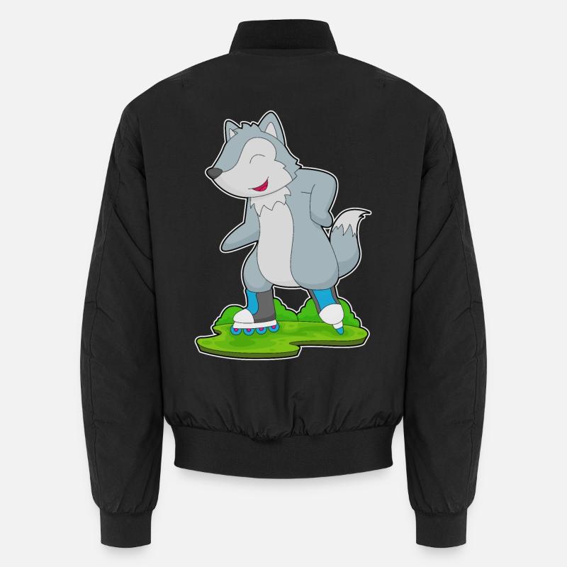 Wolf Inline skating roller skates Unisex Bomber Jacket
