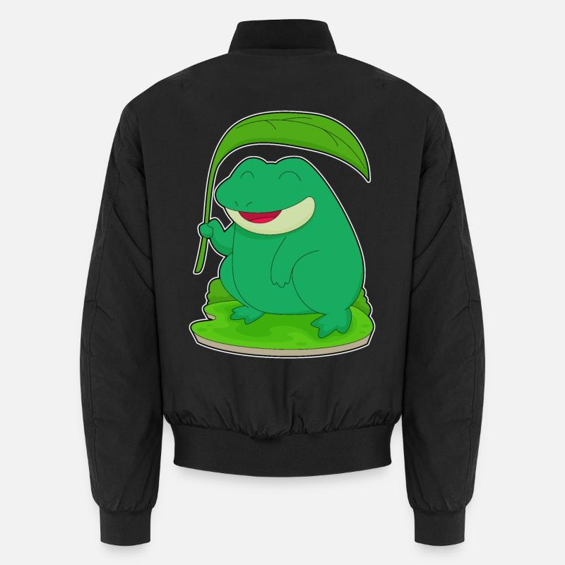 Grenouille avec une feuille comme parasol - Bomber unisexe - noir