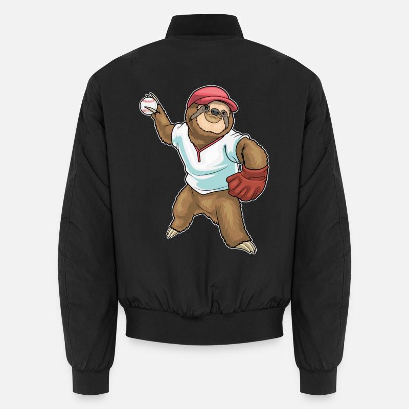 Sloth Baseball Baseball Glove - Unisex Bomber Jacket - black