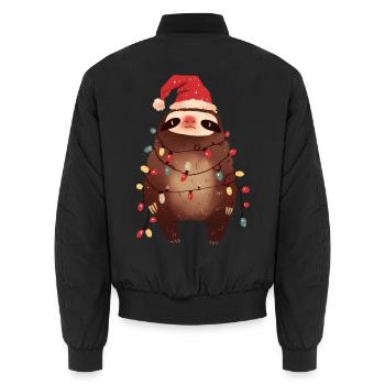 Lustiges Faultier Lichterkette Weihnachtsbaum - Unisex Bomberjacke - Schwarz - Hinten - AI Model Male 185 light (185cm)
