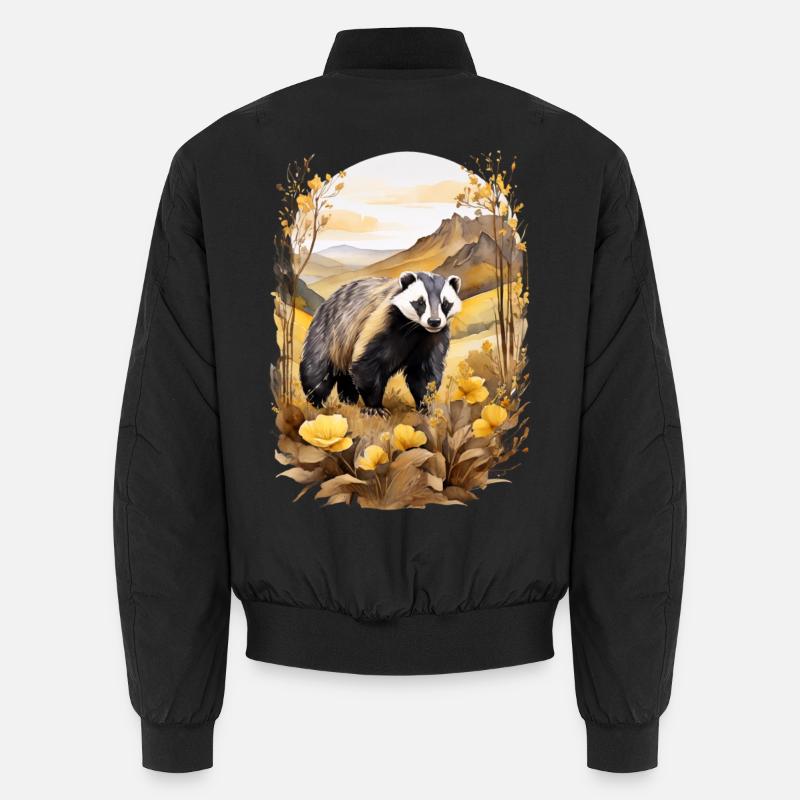 Dachs in den Bergen - Unisex Bomberjacke - Schwarz
