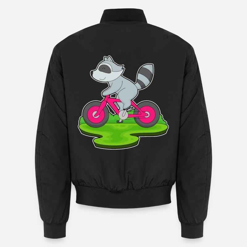 Raccoon Bicycle - Unisex Bomber Jacket - black