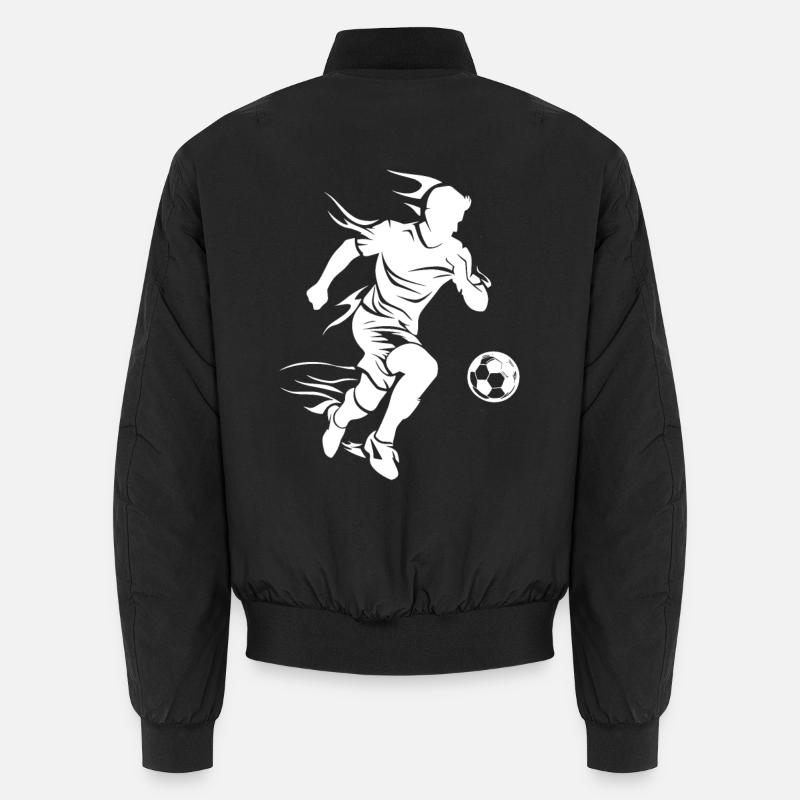 Soccer Player Drawing - Unisex Bomber Jacket - black