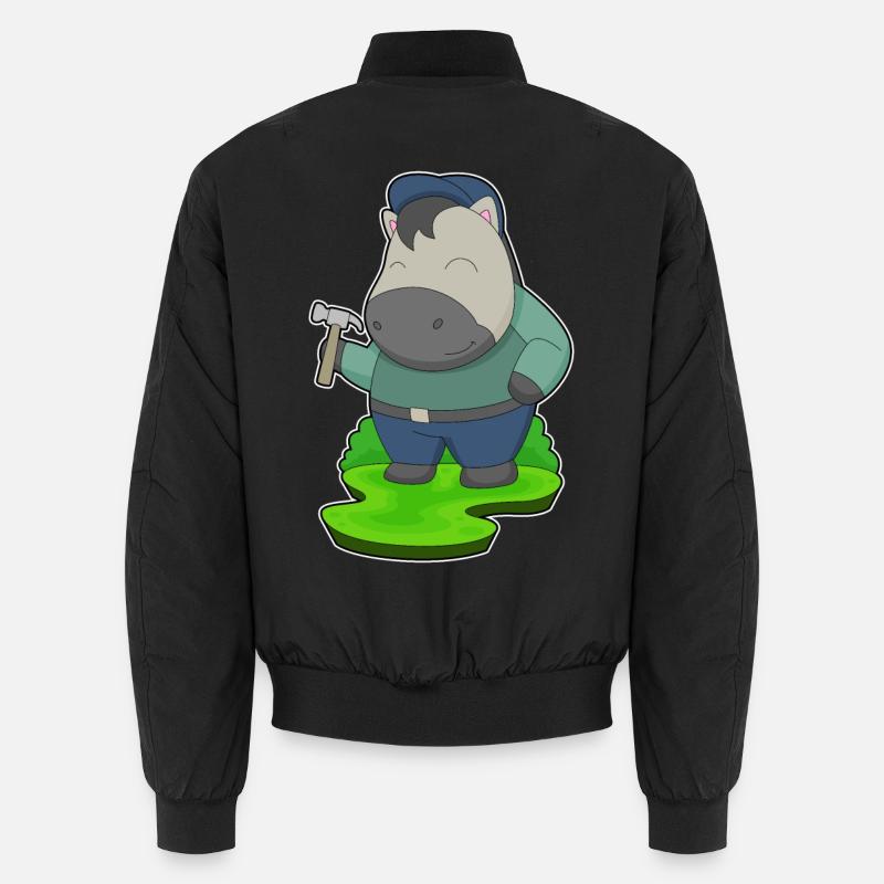 Pferd Handwerker Hammer - Unisex Bomberjacke - Schwarz