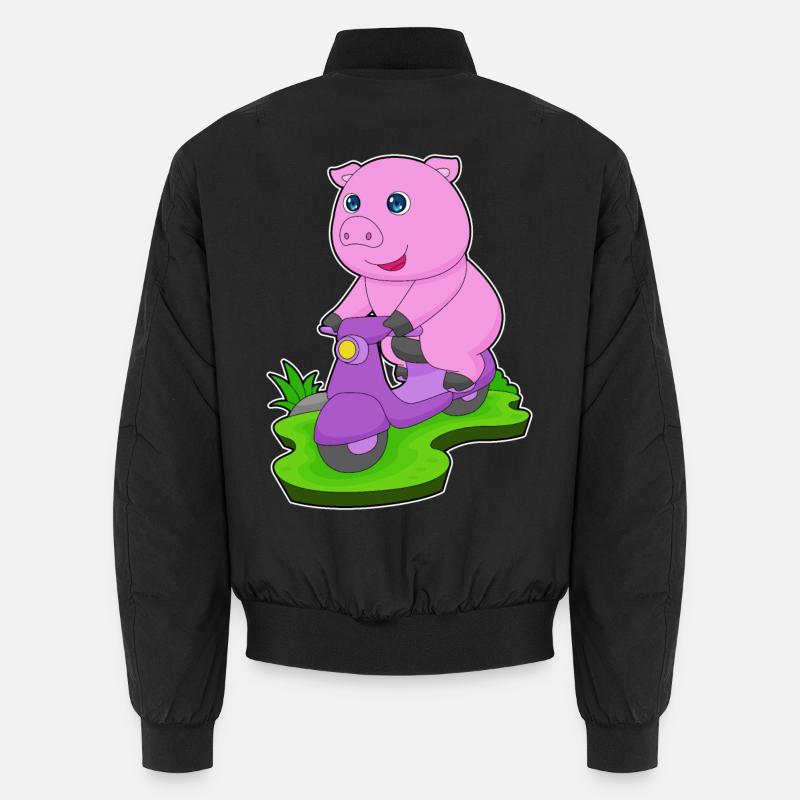Schwein Motorroller - Unisex Bomberjacke - Schwarz