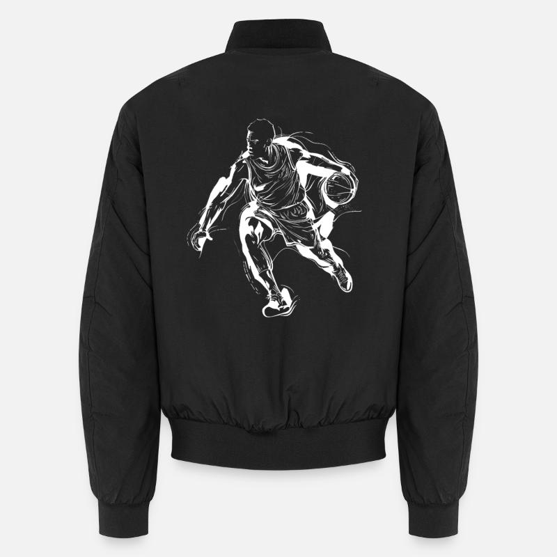 Basketball Player Drawing - Unisex Bomber Jacket - black
