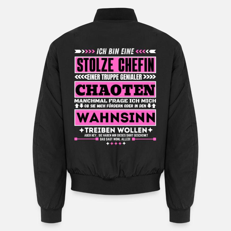 stolze Chefin einer truppe genialer Chaoten Unisex Bomberjacke