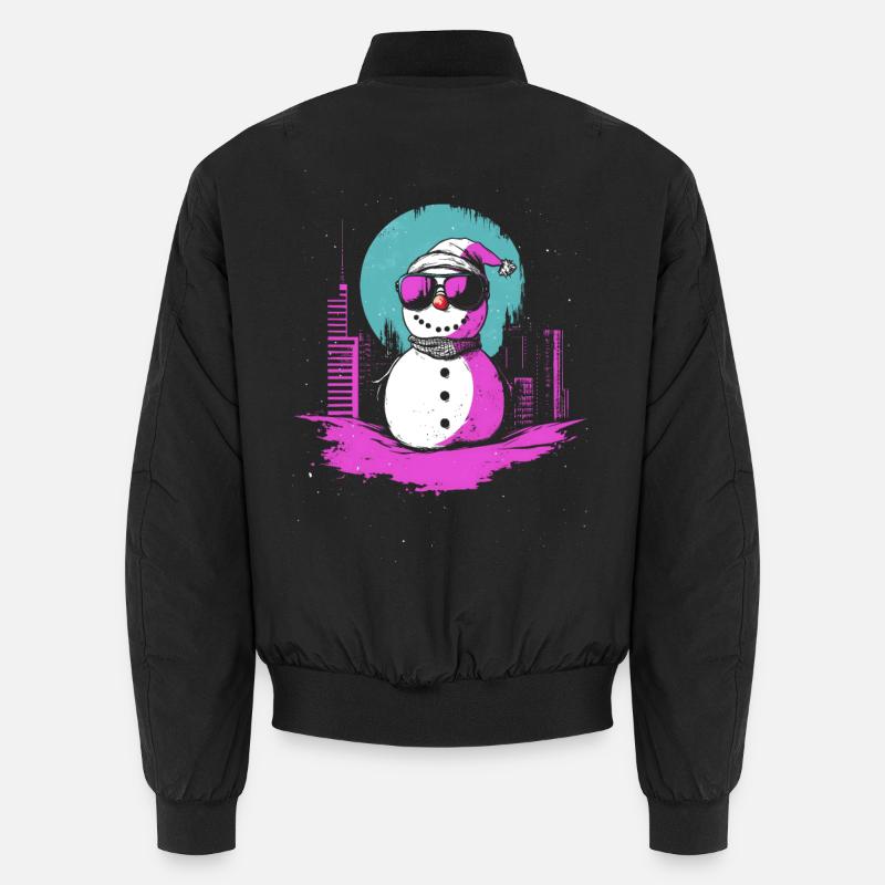 Retro Snowman Retrowave Synthwave Gift Unisex Bomber Jacket